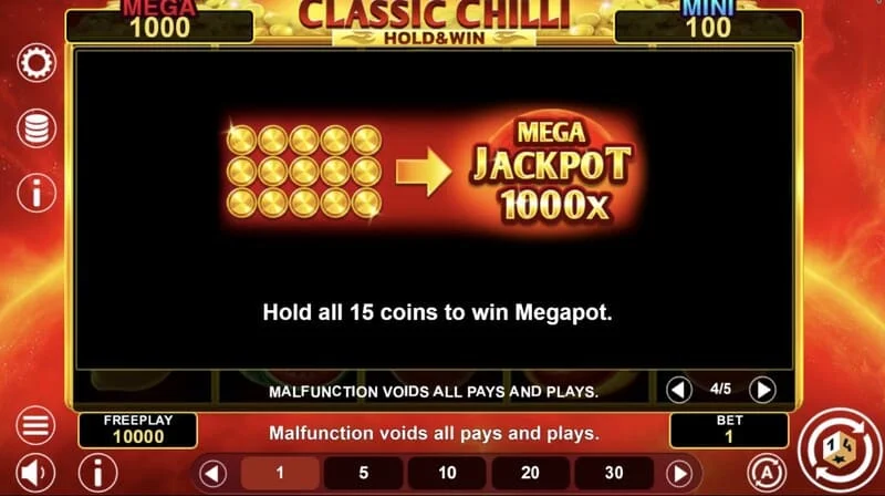 Classic Chilli Hold & Win - klebrige Symbole in der Haltrunde